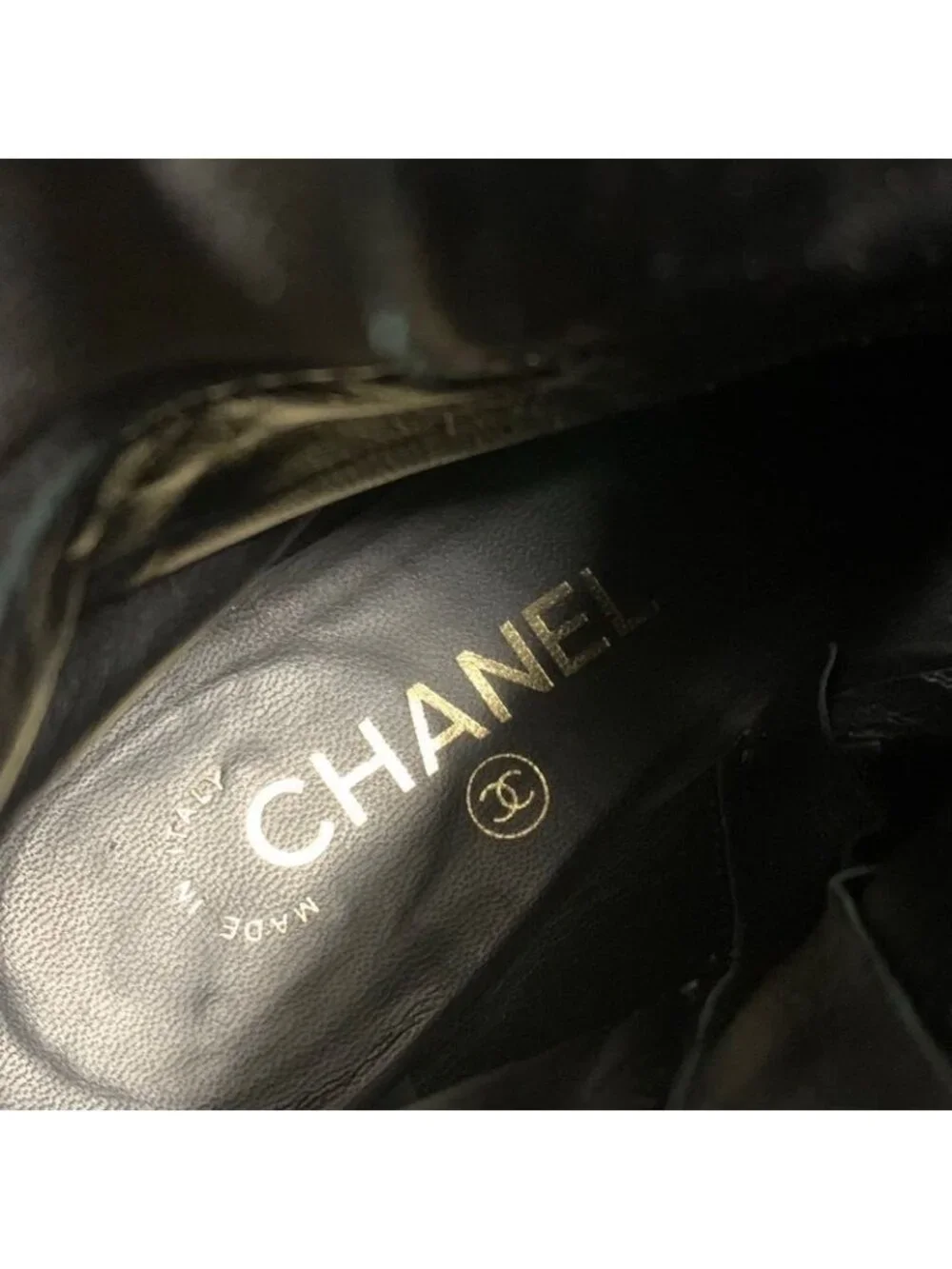 Chanel Boots Short Shoes Leather Black Coco Mark Fringe - Picture 7 of 9